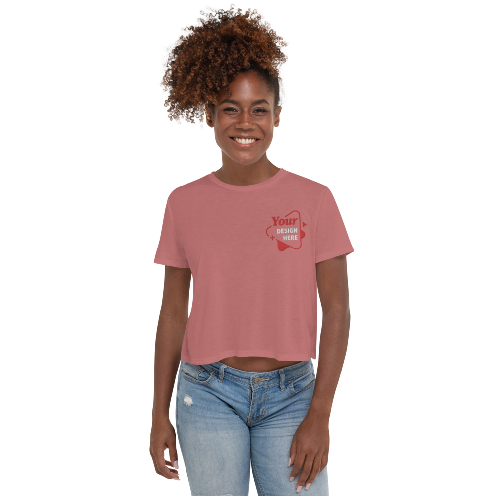 Women's Embroidered Flowy Crop Tee | Bella + Canvas 8882